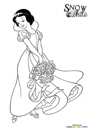 Snow White with flowers coloring page