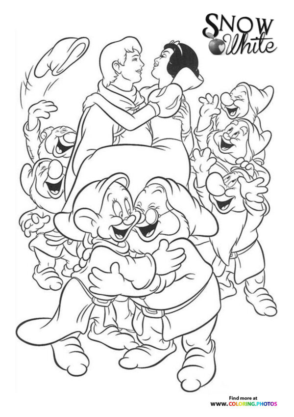 Snow White and others coloring page