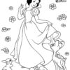Snow White with animals coloring page