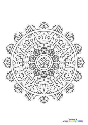 Snowflakes mandala coloring page