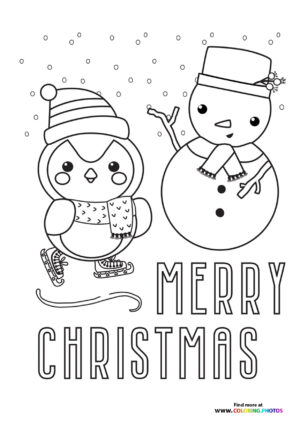 Snowman and Penguin coloring page