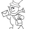 Snowman bringing mail coloring page
