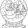 Snowman in snow globe coloring page