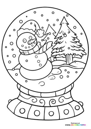 Snowman in snow globe coloring page