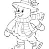 Snowman ice skating coloring page
