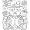 Snowman with a snowflake coloring page