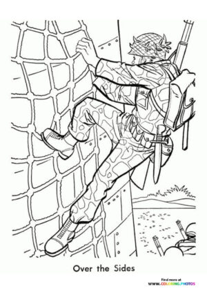 Soliders clinbing walls coloring page