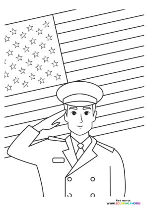 Solider saluting coloring page
