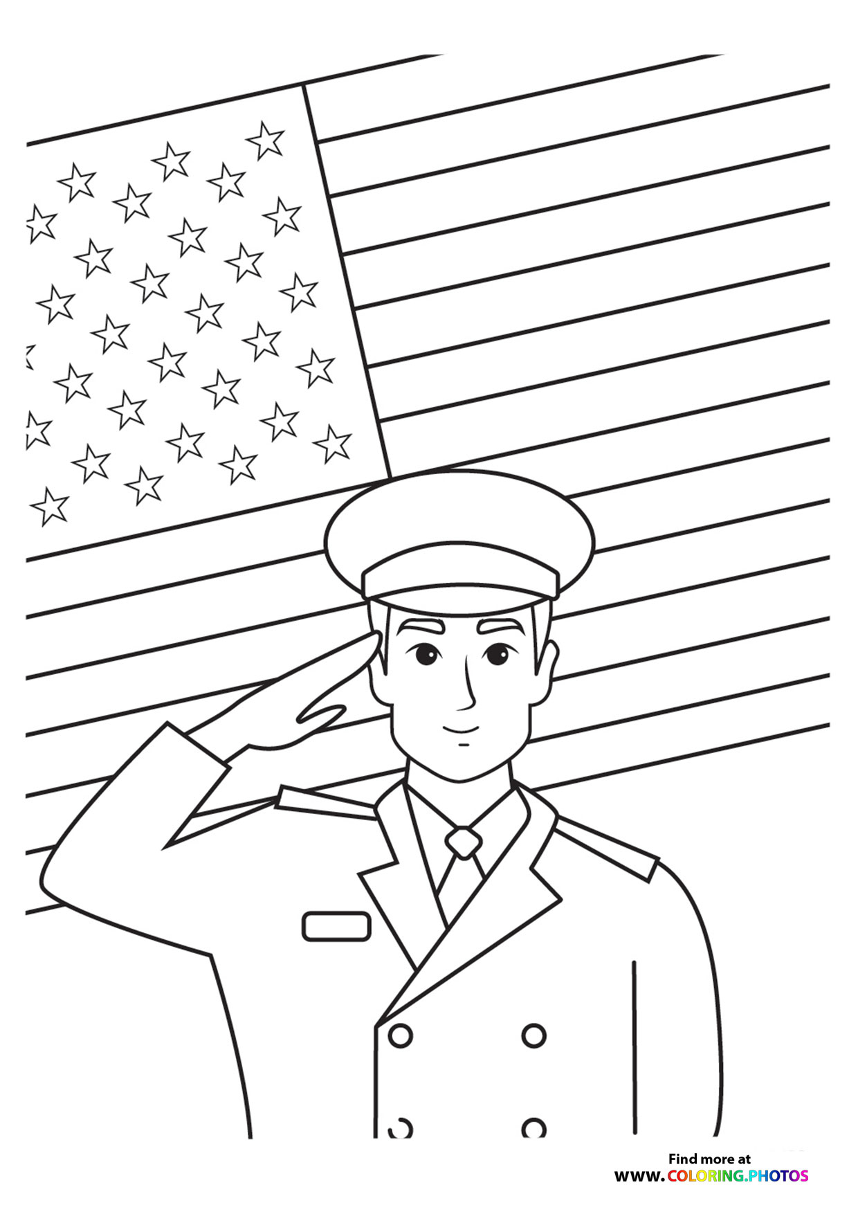 Solider saluting - Coloring Pages for kids