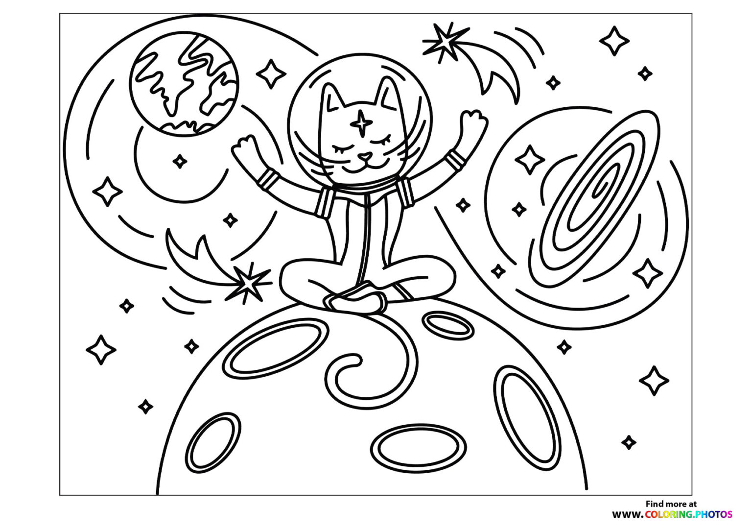 Space cat - Coloring Pages for kids