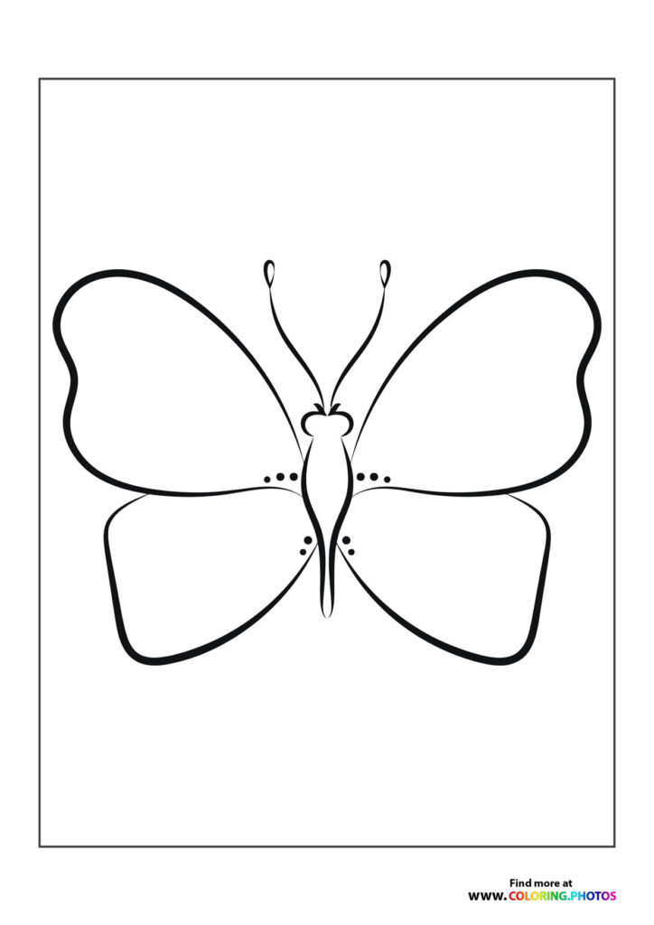 Simple butterfly with four rounded wings and curved antennae coloring page