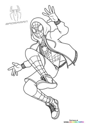 Spiderman with a hoody coloring page