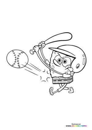 Spongebob playing baseball