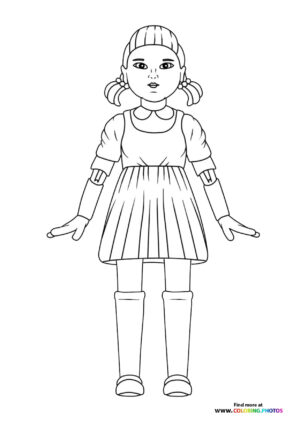 Squid game doll coloring page