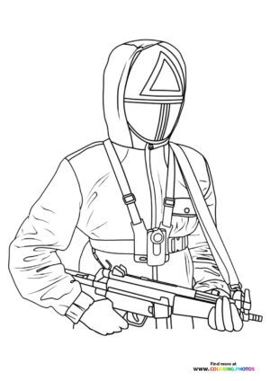 Squid game solider coloring page