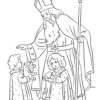 Saint Nicholas with kids coloring page