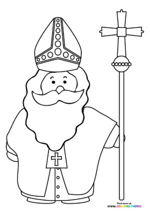Saint Nicholas with staff coloring page