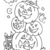 Stacked halloween pumpkins coloring page