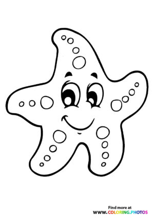 Starfish smiling and waving coloring page