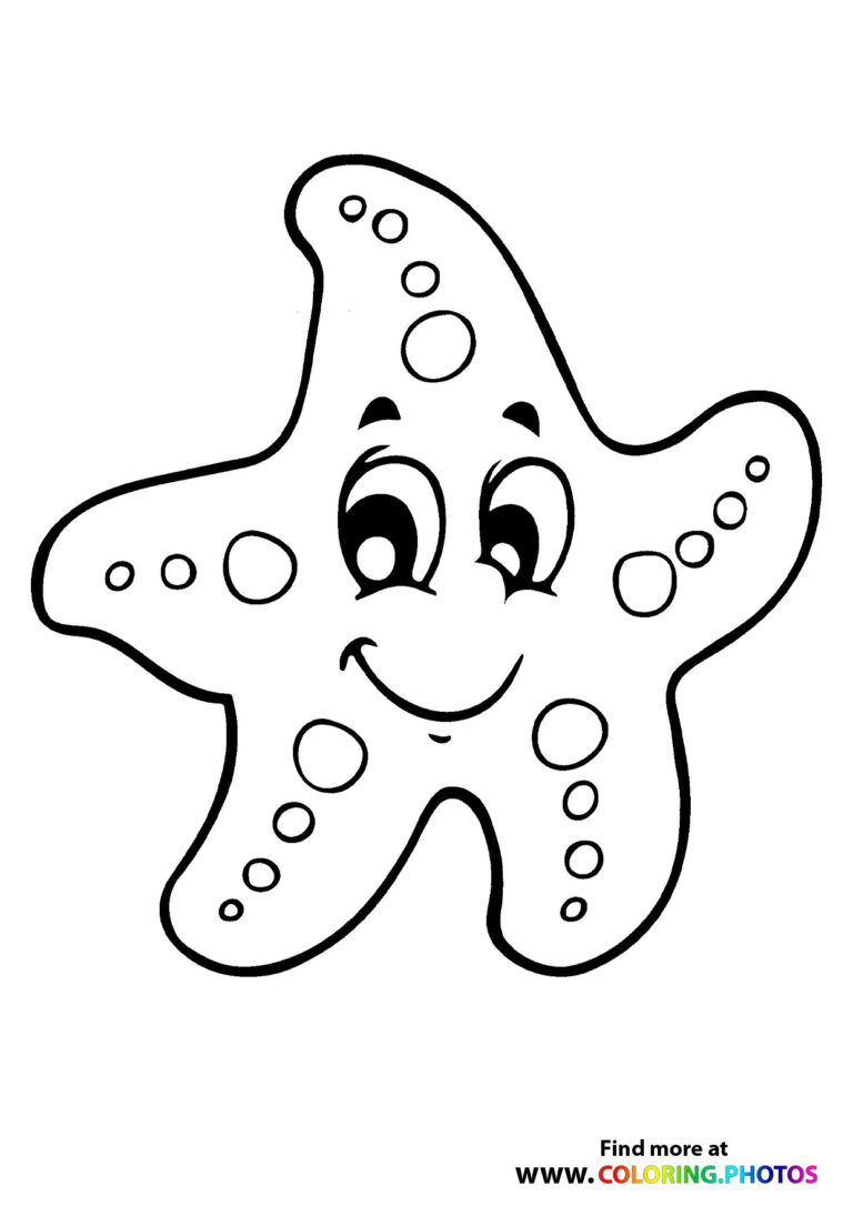 Starfish Smiling And Waving - Coloring Pages For Kids