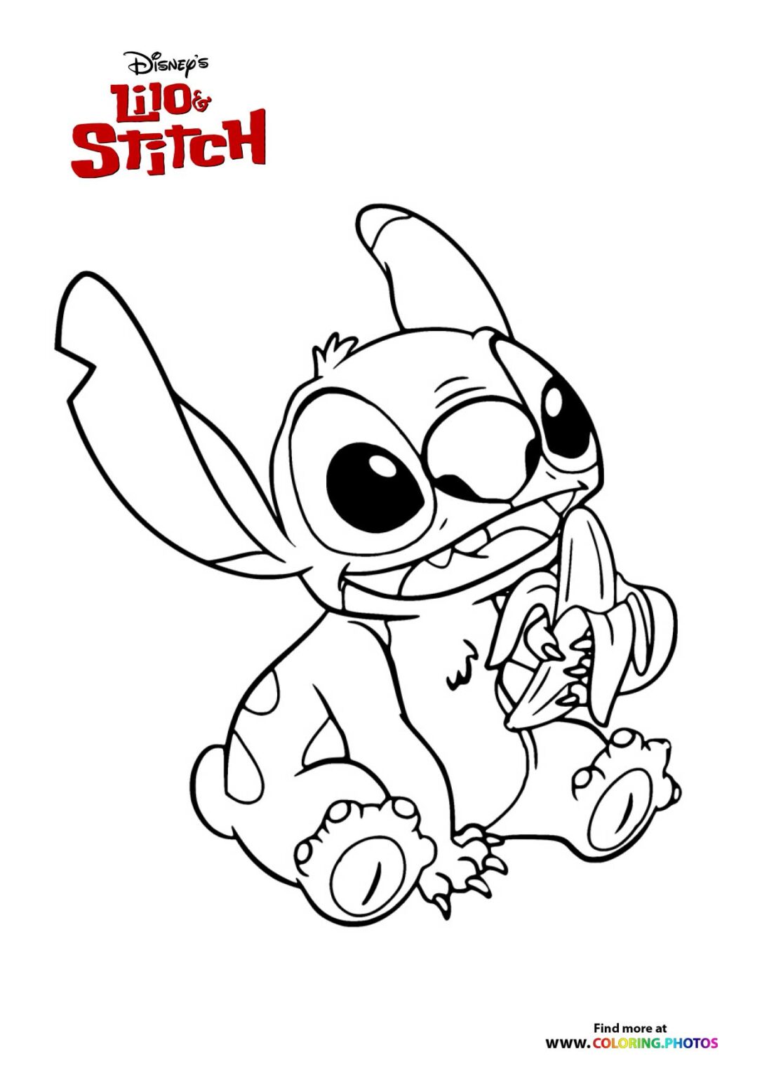 Stitch eating a banana - Coloring Pages for kids