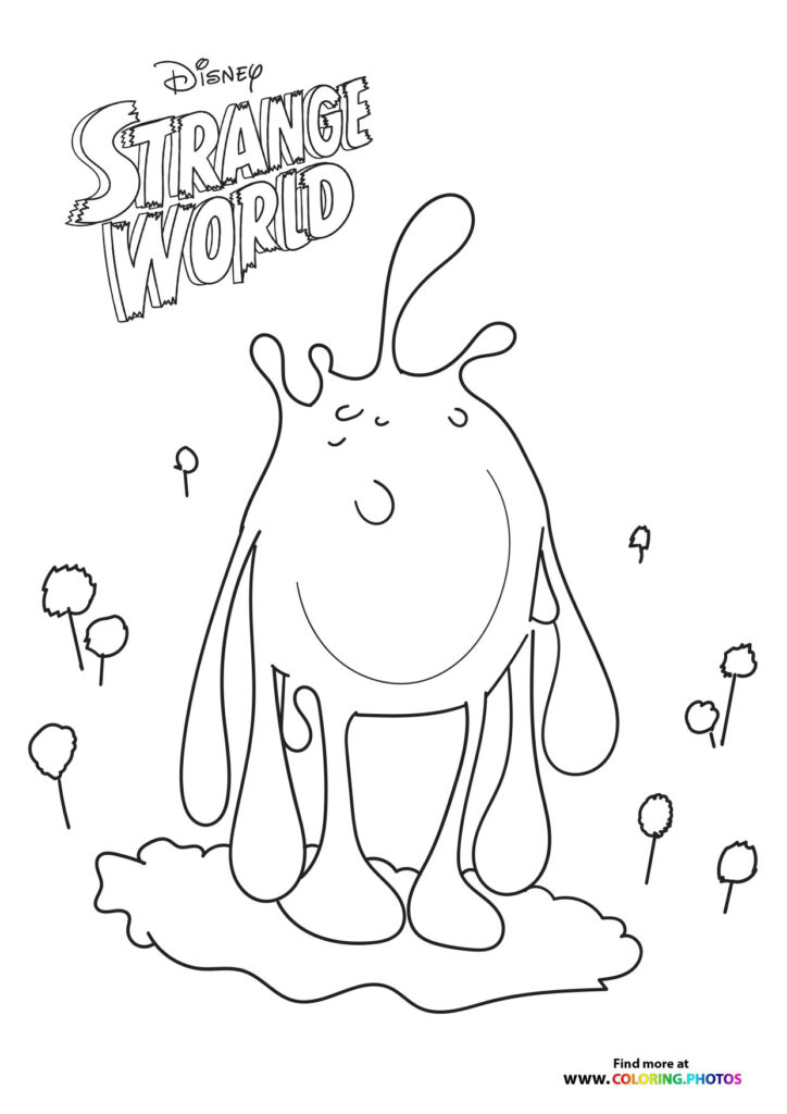 Alien creature with tentacles and rounded body from Disney's Strange World coloring page