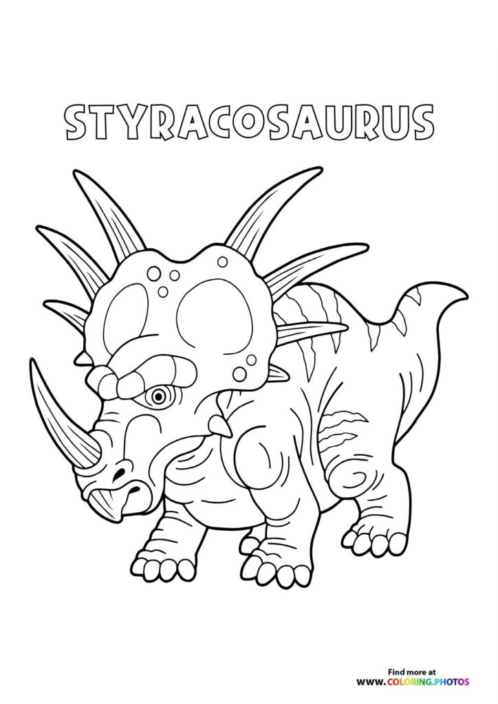 Styracosaurus dinosaur with spikes and horns coloring page