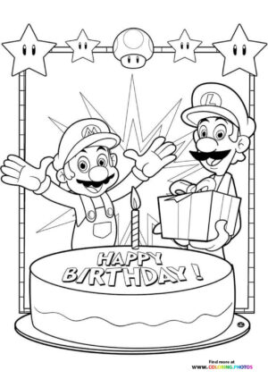 Super Mario birthday party coloring page