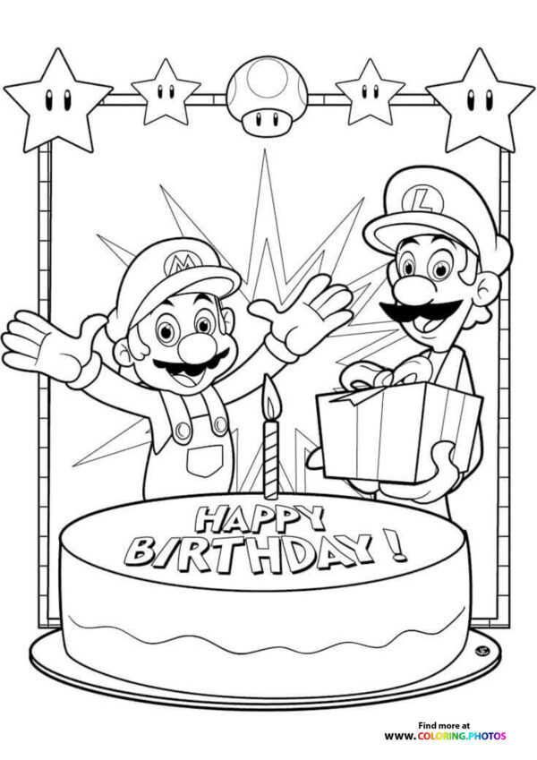 Super Mario birthday party coloring page