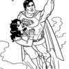 Superman flying with Lois coloring page