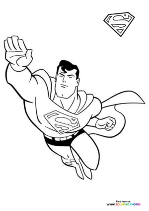 Superman flying coloring page