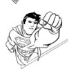 Superman flying with a fist coloring page