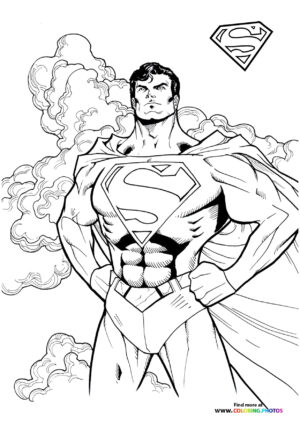 Superman posing coloring page