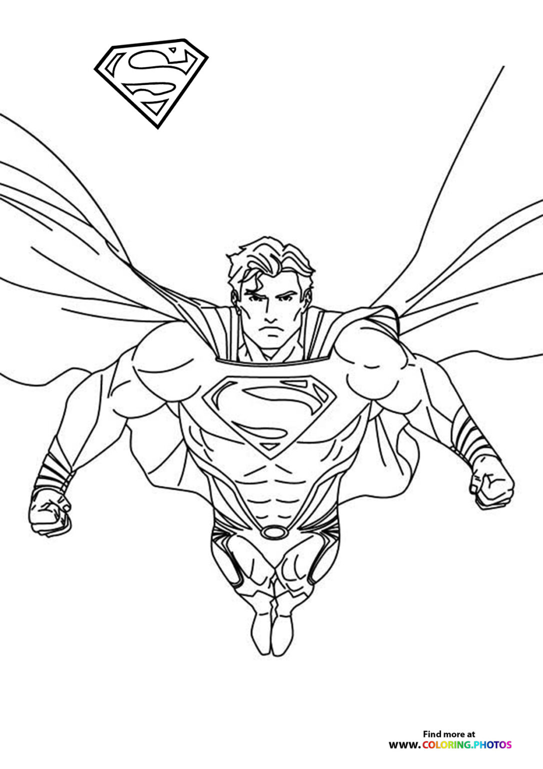 Superman Posing In The Sky - Coloring Pages For Kids