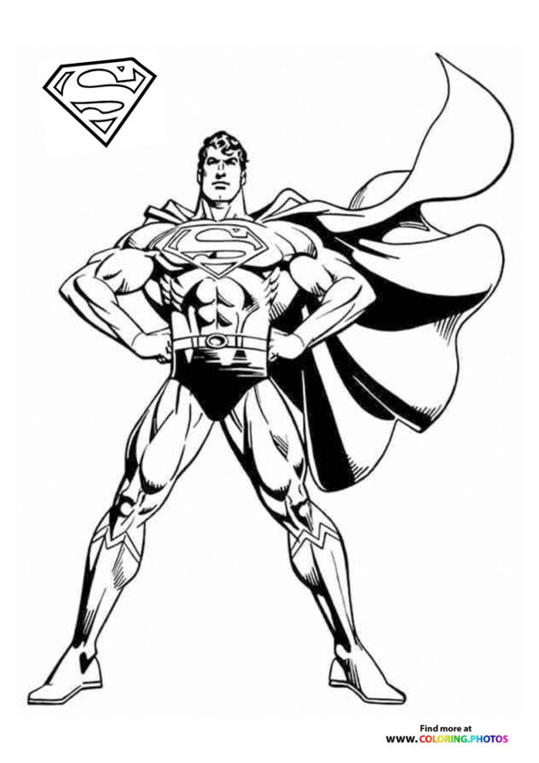 Superman posing for picture coloring page