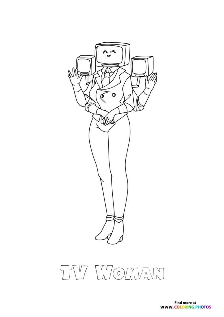 TV Woman with three television screens for heads from Skibidi Toilet coloring page