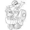 Tag and Scooch riding coloring page