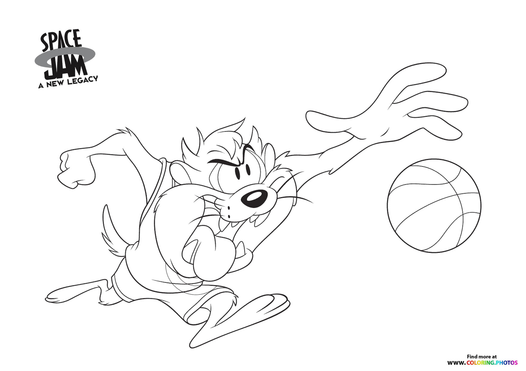 taz space jam a new legacy coloring pages for kids