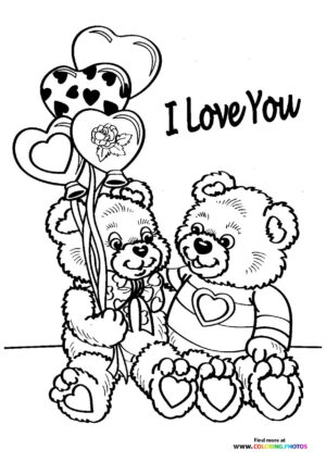 Teddy Bear Valentines coloring page