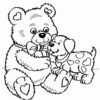 Teddy Bear playing with a dog coloring page