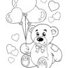 Valentines teddy bear coloring page