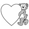 Teddy Bear with a Valentines hearth coloring page