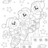 Teddy bears in a christmas stocking coloring page