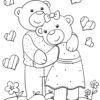 Teddys in love coloring page