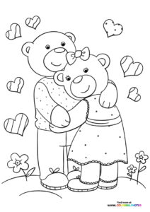 Teddys in love - Coloring Pages for kids
