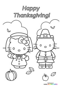 Thanksgiving Hello Kitty - Coloring Pages for kids