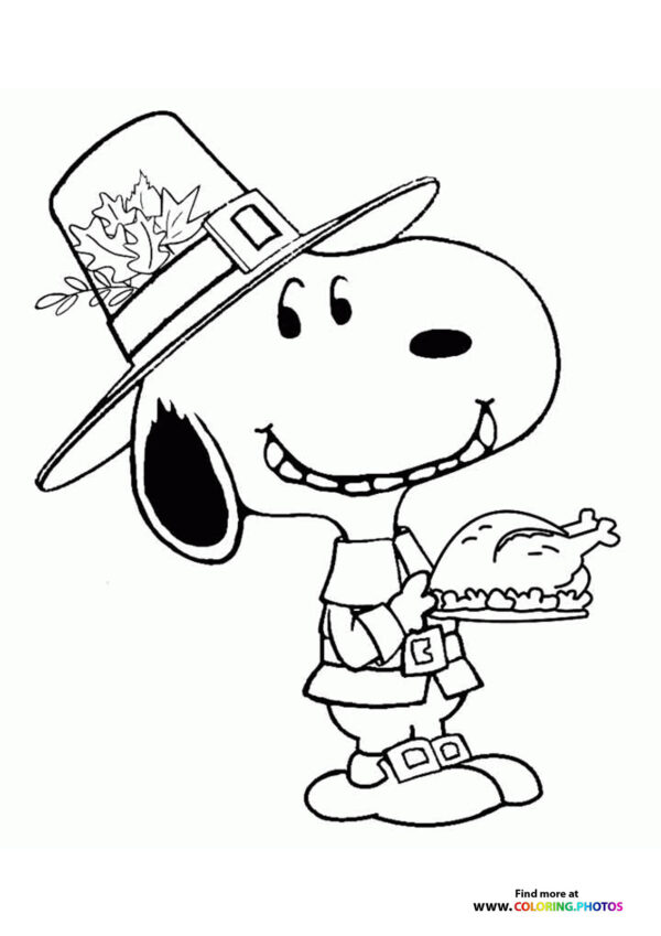 Thanksgiving Snoopy coloring page