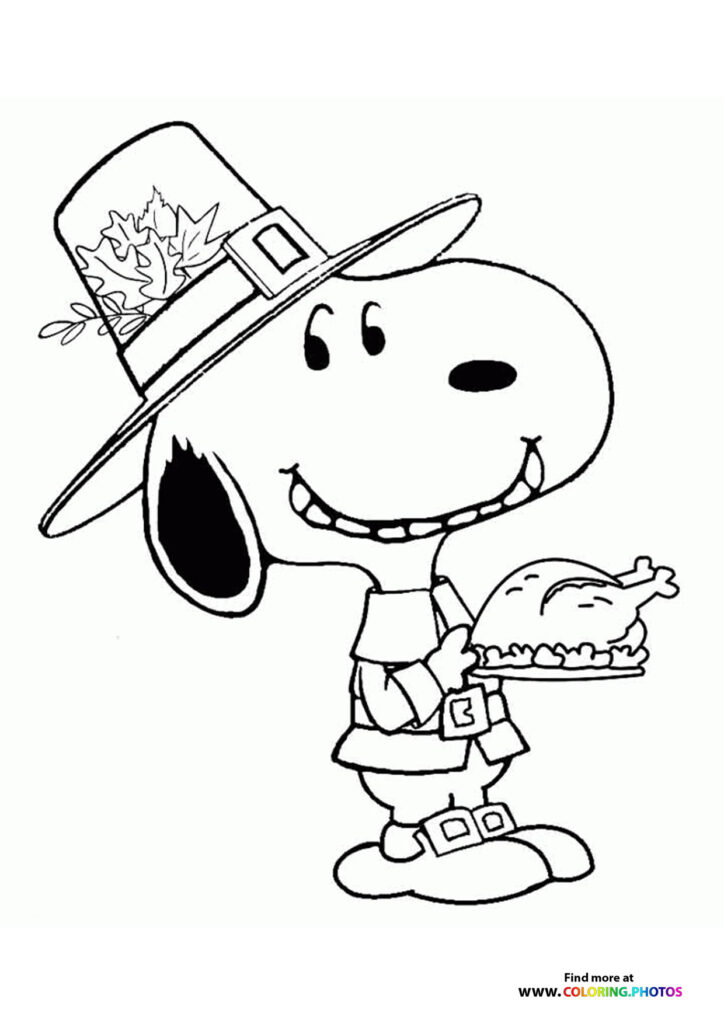 Thanksgiving Snoopy - Coloring Pages for kids
