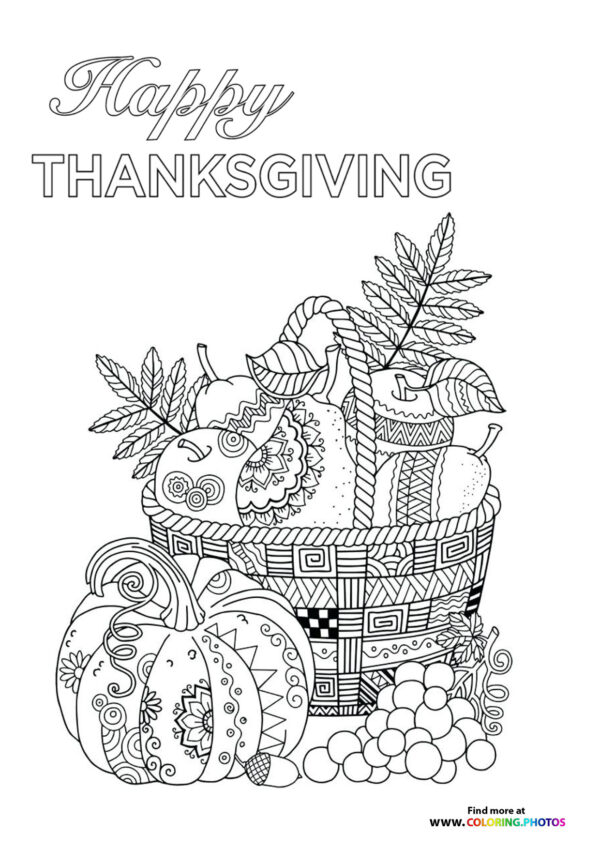 Thanksgiving basket of food coloring page