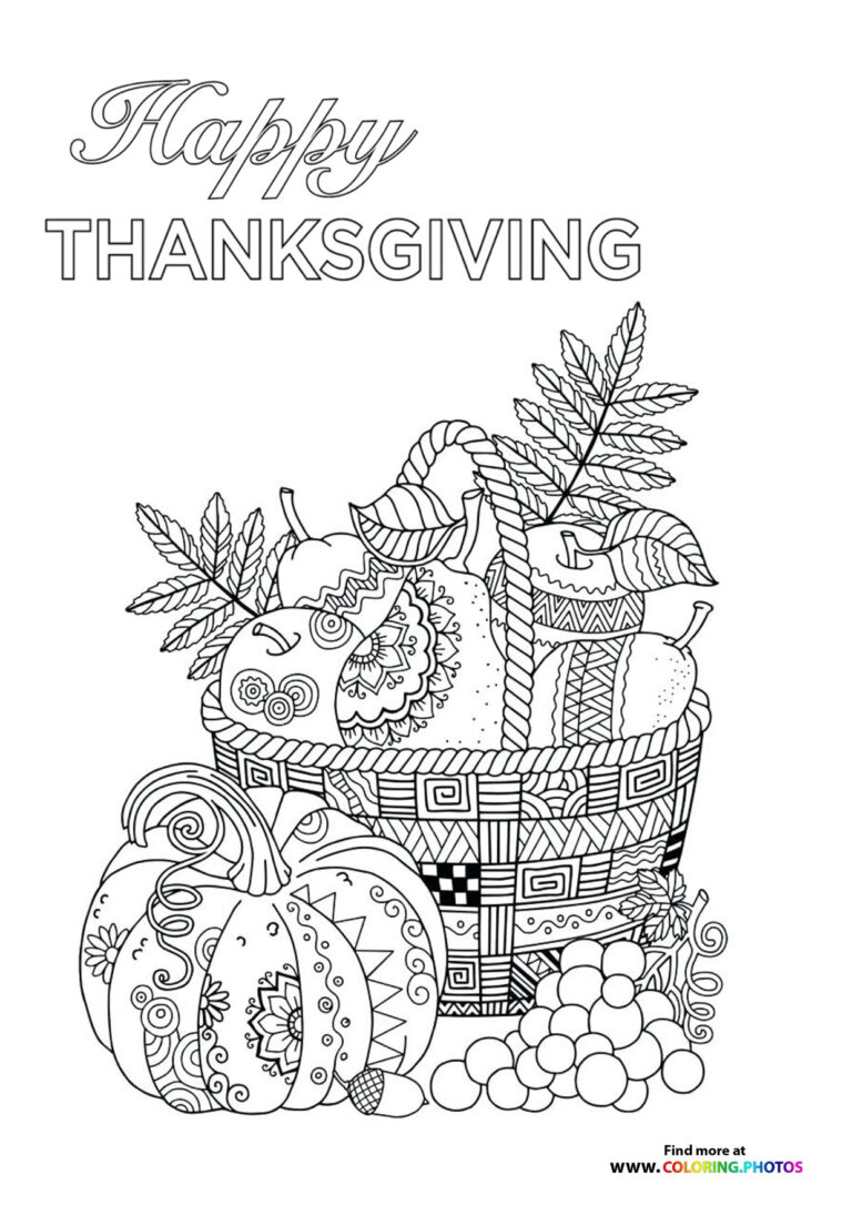 Thanksgiving basket of food - Coloring Pages for kids